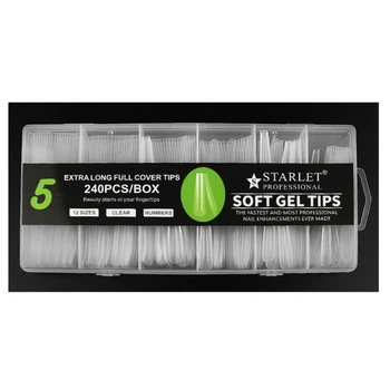 Типсы гелевые для наращивания ногтей Starlet Professional Soft Gel Tips 5 240 шт экстра длинная балерина прозрачные