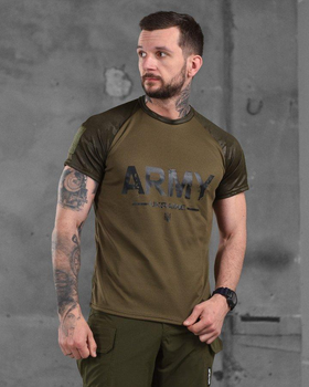 Армейская мужская футболка ARMY потоотводящая L олива+мультикам (87169)