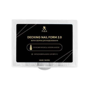 Верхние формы для френч-наращивания F.O.X Decking Nail form 2.0 современный миндаль с силиконовыми вкладками, 120 шт