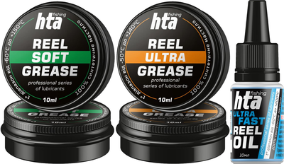 Набор масел для ухода за рыболовной катушкой HTA Soft Grease 10 мл + Ultra Grease 10 мл + Ultra Fast Oil 10 мл (HTA40106)