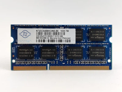 Оперативная память для ноутбука SODIMM Nanya DDR3 2Gb 1066MHz PC3-8500S (NT2GC64B8HC0NS-BE) 13327 Б/У