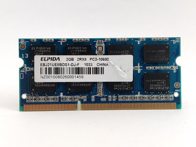Оперативная память для ноутбука SODIMM Elpida DDR3 2Gb 1333MHz PC3-10600S (EBJ21UE8BDS1-DJ-F) 13357 Б/У
