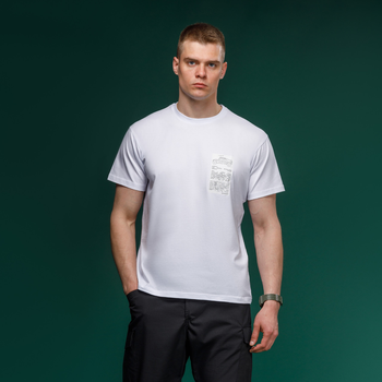 Футболка Basic Military T-Shirt. HMMWV. Cotton, белый с принтом. Размер XL