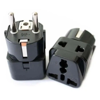 Переходник (2 в 1) US/UK/AU на EU, черный (EU Adapter black)
