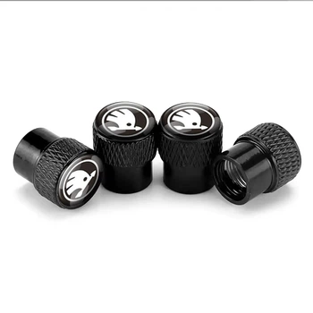 Колпачки на ниппель для Skoda Alitek Rif Metal Black Шкода, 4 шт (67787)
