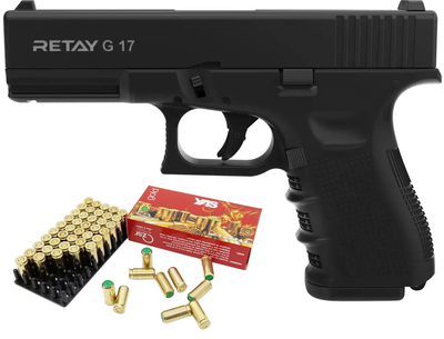 Пистолет стартовый Retay G17 кал. 9 мм. Цвет - black. + патроны
