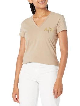 Футболка хлопковая женская Armani Exchange 906647827 XL Бежевая (1159805052)