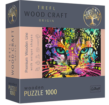 Puzzle drewniane Trefl Kolorowy kot 51.9 x 37.5 cm 1000 elementów (5900511201482)