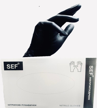 Чорні нітрилові рукавички SEF розмір L 100 штук упаковка