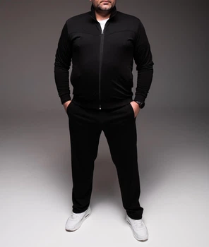 Спортивний костюм чоловічий БАТАЛ чорний Casual Big Size 2240 чор 6XL