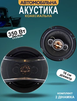 Автомобильные колонки круглые 6" UTM-350W 4х полосные динамики в машину коаксиальные