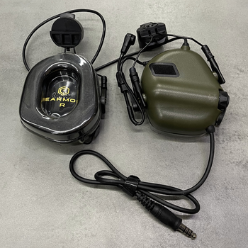 Наушники тактические Earmor M32H Mod3, активные, с креплением на шлем и съёмным микрофоном, NRR 22, цвет Олива
