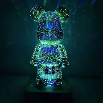 3D лампа нічник у вигляді ведмедика з ефектом феєрверк в RGB (7 кольорів), з можливістю підключення через USB.