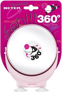 Дзеркало підвісне, поворотне, двостороннє х10 Beter Macro Mirror Oooh 360 10 см Pink (8412122146122)