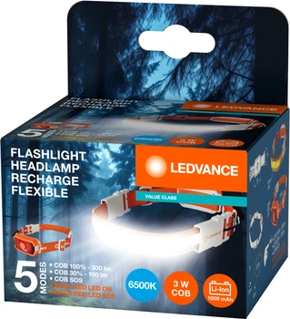Ліхтарик налобний акумуляторний Ledvance Headl Recharge Flexible LED 3 Вт 300 лм 6500 К 1000 мАг (4099854175886)