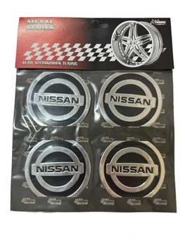 Наклейки на колпаки Nissan черные диам 60мм (KS-66)