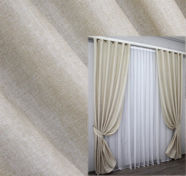 Комплект готових штор VR-Textil Льон Мішковина №114ш Бежевий 150х280 см 2 шт (33-0211)