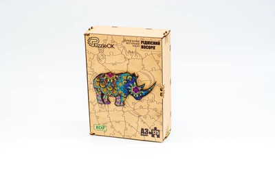 Фігурний деревяний пазл PuzzleOK "Рідкісний носоріг" (PuzA3-03127)