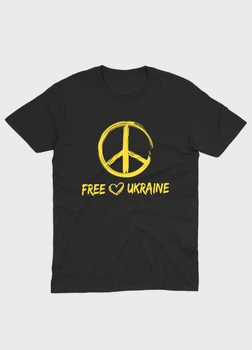 Футболка MODNO з патріотичним принтом FREE UKRAINE XXL Чорний (TS001-2-BL-005-1-034)