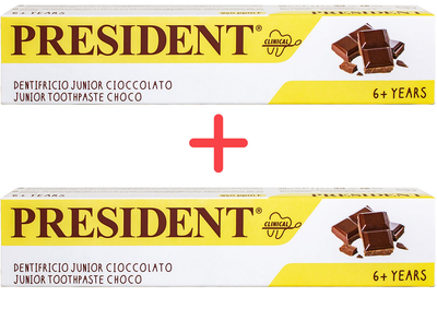 Упаковка детской зубной пасты President Junior Choco от 6 лет 50 мл х 2 шт (8030009700504)