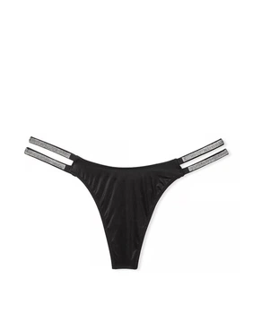 Трусики Victoria's Secret Double Shine Strap стринги со стразами черные S