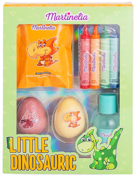 Набір Martinelia Little Dinosauric Fun Bath кулька для ванни 2х70 г + гель 100 мл + кольорові олівці 4 шт + сіль для ванни 100 г (8436609392093)