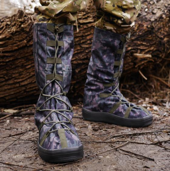 Тактические военные водоталкивающие бахилы для защиты от дождя гамаши на обувь Камуфляж M (39-41 размер)