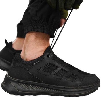 Тактичні кросівки літні Extreme Police ВТ1008 чорні шкіряні сітка прошиті 44