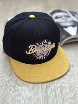 Кепка снепбек (Snapback) Brooklyn Barber Shop Черный с желтым 56-61р (9023)