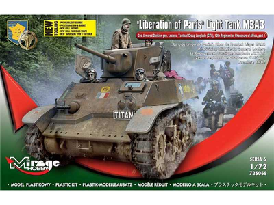 Model do składania Mirage Hobby Stuart M3A3 Liberation of Paris Light Tank skala 1:72 (5901461726681)