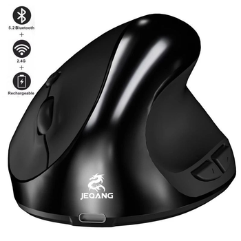 Мишка комп'ютерна бездротова вертикальна JEQANG JW-582 Bluetooth BT3.0 BT5.2 з вбудованим акумулятором Black