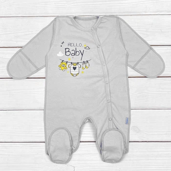 Хлопковый человечек Dexter’s без начоса hello baby 62 см серый (131458368143)
