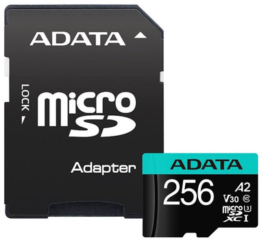 Карта пам'яті ADATA MicroSDXC 256 GB + Adapter (AUSDX256GUI3V30SA2-RA1)
