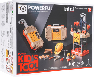 Warsztat-stół Tobysen Toys 3 in 1 Powerful w walizke na kółkach 78 elementow (5903864959017)