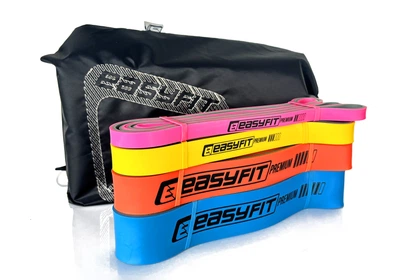 Двухслойные резиновые петли EasyFit Premium 7-63 кг (набор из 4 шт для фитнеса, тренировок, подтягиваний, резина тренировочная для турника, резинка-эспандер) EF-7634