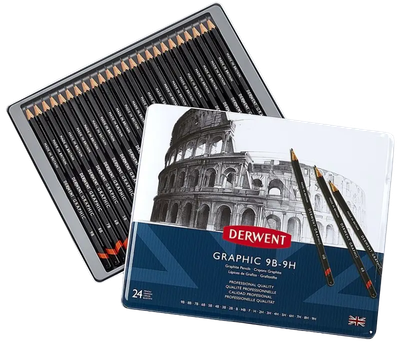 Zestaw ołówków grafitowych Graphic Designer metalowe pudełko 24 szt (5010255342027)