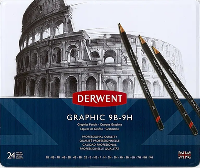 Zestaw ołówków grafitowych Graphic Designer metalowe pudełko 24 szt (5010255342027)
