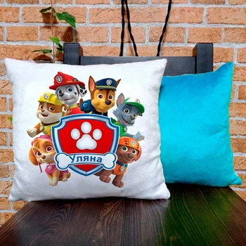 Подушка плюшевая квадратная 32х32см с принтом Щенячий патруль Paw Patrol 02