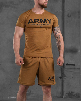 Чоловічий літній комплект Army Ukraine шорти+футболка M койот (87563)