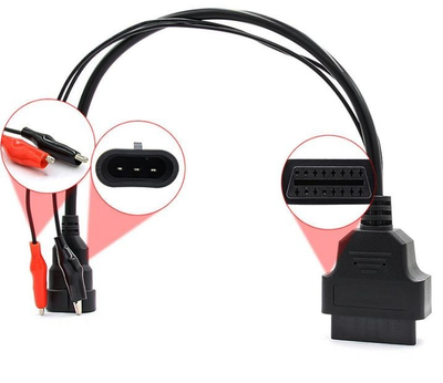 Переходник для сканера OBD2 3 pin Chery Amulet (Амулет), Tiggo (Тиго), QQ, Fiat (Фиат), Lancia, Alfa Romeo (608501975) Черный
