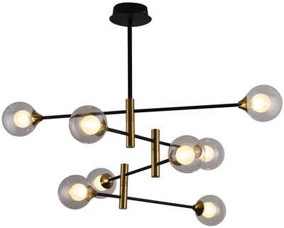 Люстра подвесная с пультом управления ПК Miorro MR838-8 Prato 320W Black/Gold (51-313-007) на кухню, для спальни, для гостиной