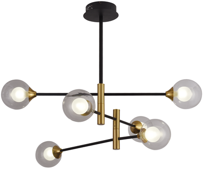 Люстра подвесная с пультом управления ПК Miorro MR838-6 Prato 240W Black/Gold (51-313-006) на кухню, для спальни, для гостиной
