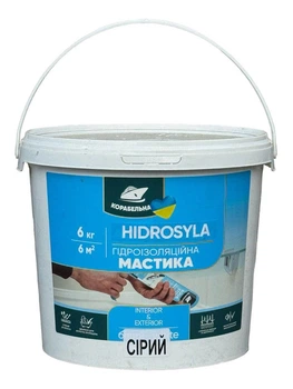 Мастика гидроизоляционная акриловая HIDROSYLA Корабельная 6 кг (серая)