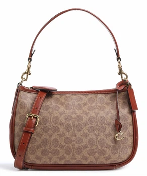 Сумка женская Coach Cary Schultertasche Canvas, glattes Leder beige/braun