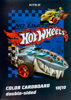 Двусторонний цветной картон Kite Hot Wheels А4 10 цветов 10 листов (HW24-255)