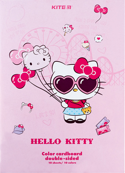 Двусторонний цветной картон Kite Hello Kitty А4 10 цветов 10 листов (HK24-255)