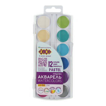 Фарба акварельна ZiBi PASTEL 12 кольорів медова (ZB.6592)