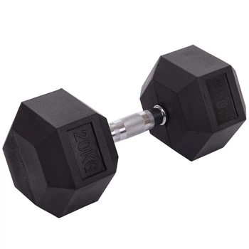 Гантель цельная шестигранная гексагональная Zelart (1шт) Pro 20кг (сталь хромированная, резина, вес 20кг) (TA-2679-20)