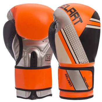 Перчатки боксерские PU Zelart Pro (размер 10oz, Оранжево-черный) (BO-1335_Оранжево-черный_10_у)