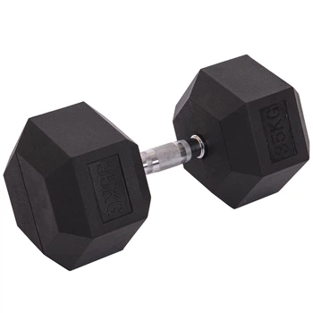 Гантель цельная шестигранная гексагональная Zelart (1шт) Pro 35кг (сталь хромированная, резина, вес 35кг) (TA-2679-35)